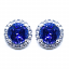 Cornflower Blue Sapphire & Diamond Halo Earrings
