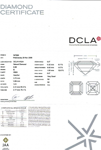 Asscher Cut Diamond 0.26ct - E VVS1