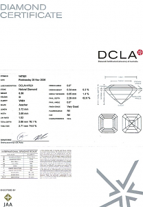Asscher Cut Diamond 0.30ct D VVS1