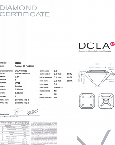 Asscher Cut Diamond 0.27ct - F VVS2