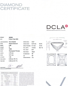 Baguillion Cut Diamond 0.28ct - E VVS1