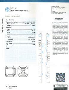 Asscher Cut Diamond 1.81ct - D VVS1