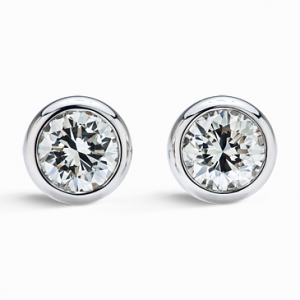 Bezel Set Round Diamond Ear Studs 0.68 carats total  G SI