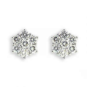 Diamond Cluster Earrings - 0.88 carats total H SI