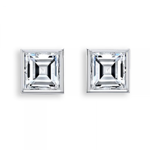 Diamond Ear Studs Square - 0.35 carats total F VS