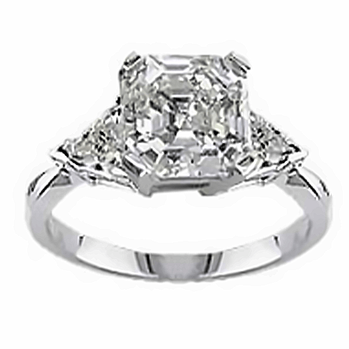 Asscher Cut Diamond 3 Stone Ring