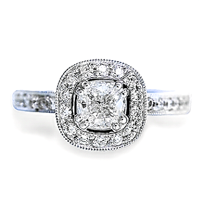 'Halo' Engagement Ring - Cushion Diamond