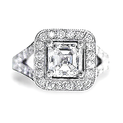 'Halo' Engagement Ring - Asscher Diamond