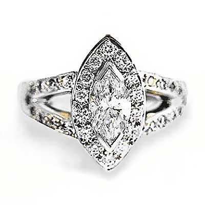 'Halo' Engagement Ring - Marquise Diamond