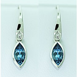 Marquise Cut Aquamarine & Diamond Drops