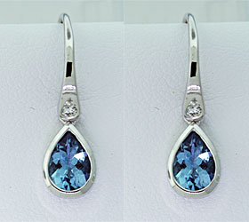 Pear Shape Aquamarine & Diamond Drops