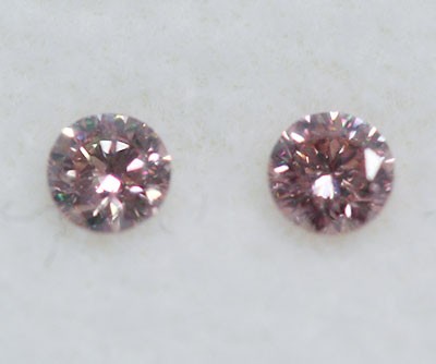 Argyle Round Brilliant Cut Diamond Pair Fancy Pink 0.11ctw