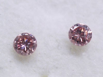 Argyle Round Brilliant Cut Diamond Pair Fancy Pink 0.10ctw
