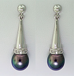 Tahitian Pearl & Diamond Drop Earrings