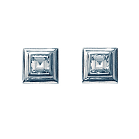 Diamond Ear Studs Square - 0.77 carats total - E VVS Certified