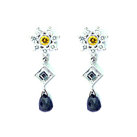 Flower Diamond Drop Earrings - 2.69 carats total