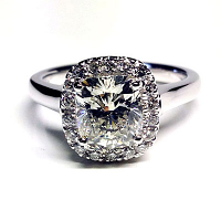 'Halo' Engagement Ring - Cushion Diamond