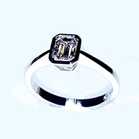 'Bezel' Diamond Engagement Ring - Emerald 0.56ct - H VS1