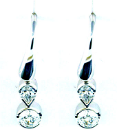 Pear Shape Diamond and Round Brilliant Cut Diamond Drop Earrings